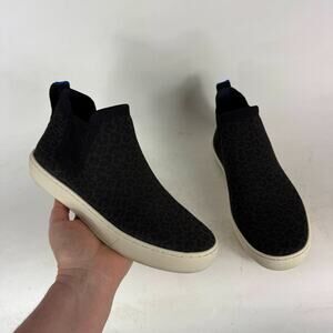 Rothy's The Chelsea Espresso Spot Ankle Boot Womens 7 Black Leopard Print Casual